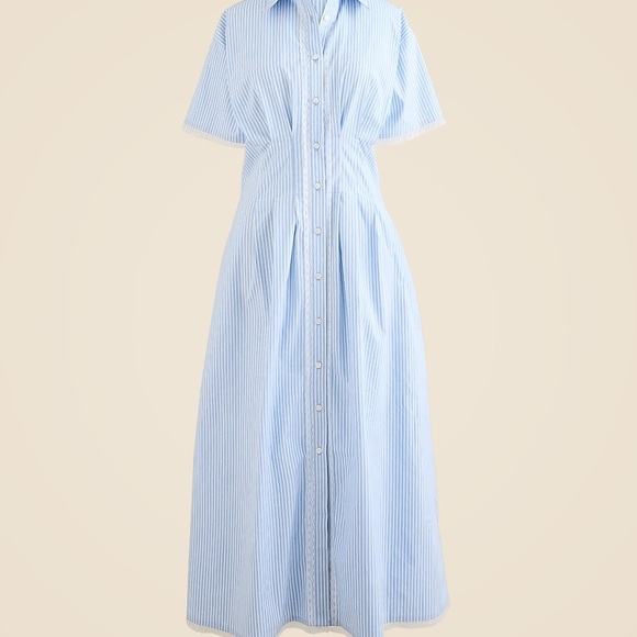 LOFT Dresses & Skirts - LOFT Light Blue and White Striped Shirtdress (Size 6)